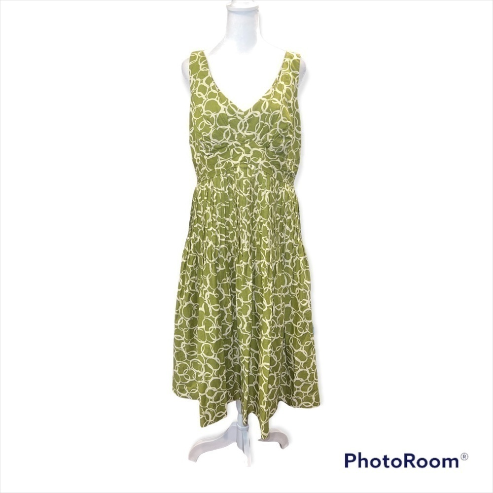 Maggy Boutique Women Green V Neck Sleeveless Fit Flare Dress Size 10‎